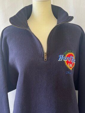 Vintage Hard Rock Cafe Orlando 3/4 Zip Navy /Sweatshirt/Pullover